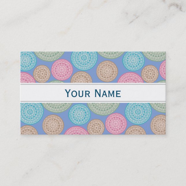 Scandinavian Flower Mandalas Pattern 1 Business Card (Front)