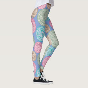 Scandinavian Flower Mandalas Pattern 1 Leggings