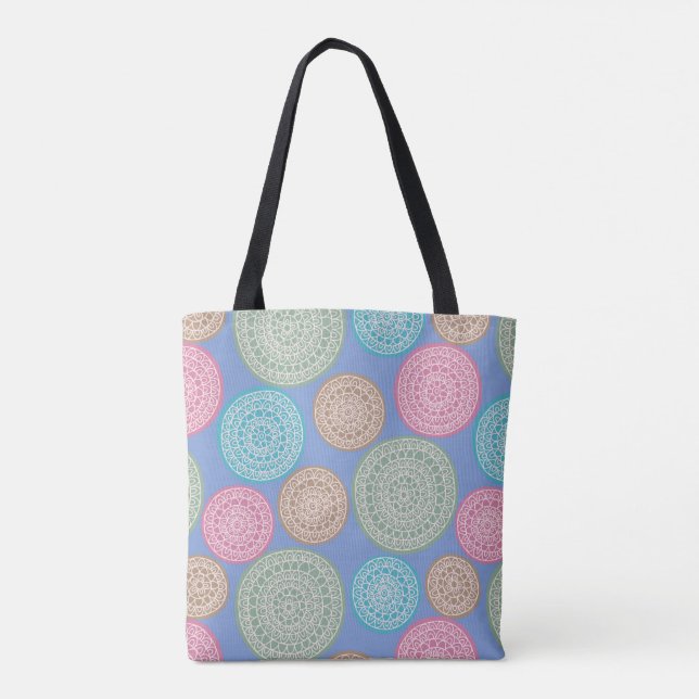 Scandinavian Flower Mandalas Pattern 1 Tote Bag (Back)