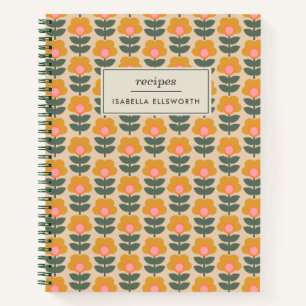 Scandinavian Flower Pattern Personalised Recipe Notebook