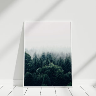 Scandinavian Foggy Pine Forest Wall Art Print