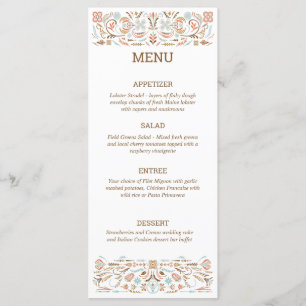 Scandinavian Folk Art Autumn Colours Wedding Menu