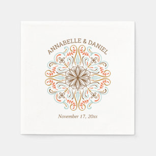 Scandinavian Folk Art Autumn Colours Wedding Napkin