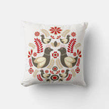 scandinavian folk art bird and flowers nordic