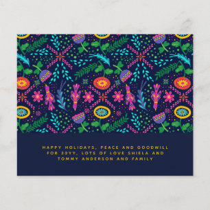 Scandinavian Folk Art Birds Flowers Annual Letter