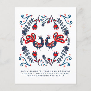 Scandinavian Folk Art Birds Holidays Annual Letter
