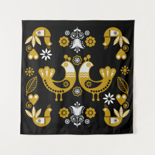 Scandinavian Folk Art  Birds Tapestry