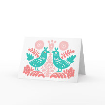 Scandinavian Folk Art Birds Thank You