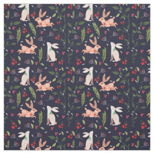 Scandinavian Folk Art Bunnies Fabric