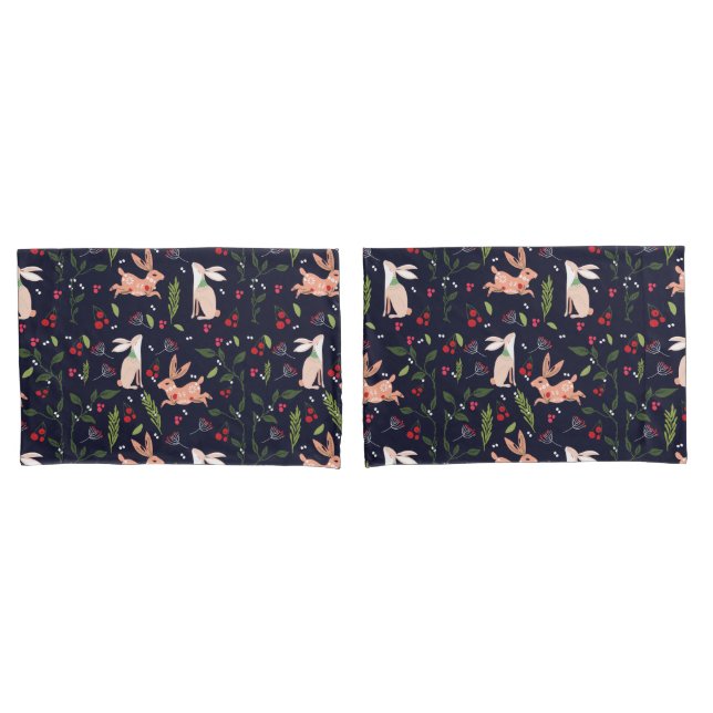 Scandinavian Folk Art Bunnies Pillowcase (Front-Set)