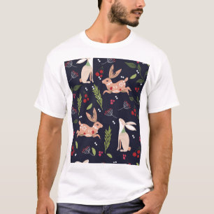 Scandinavian Folk Art Bunny Print T-Shirt