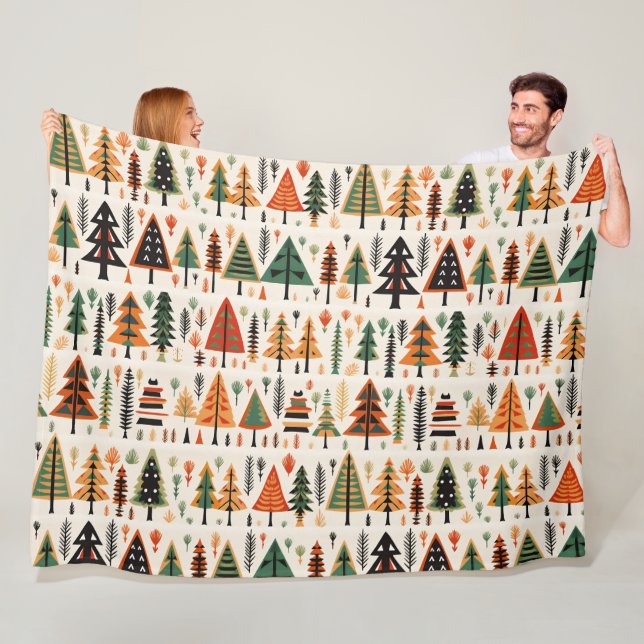 Scandinavian Folk Art Christmas Pattern Fleece Blanket (In Situ)