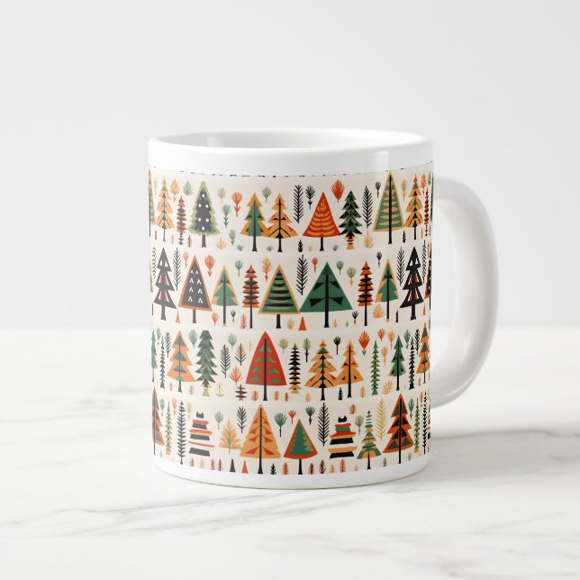 Scandinavian Folk Art Christmas Pattern Large Coffee Mug (Front Right)