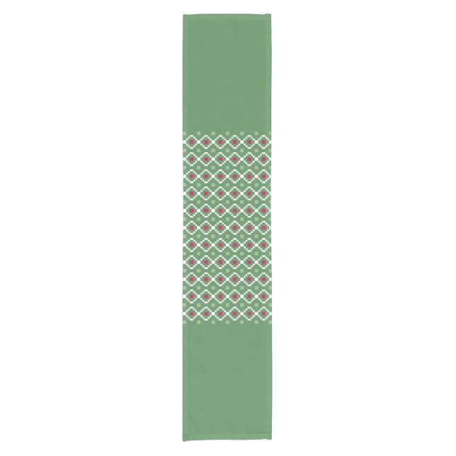 Scandinavian Folk Art Christmas Pattern Short Table Runner (Front)