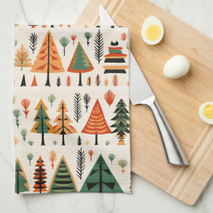 Scandinavian Folk Art Christmas Pattern Tea Towel