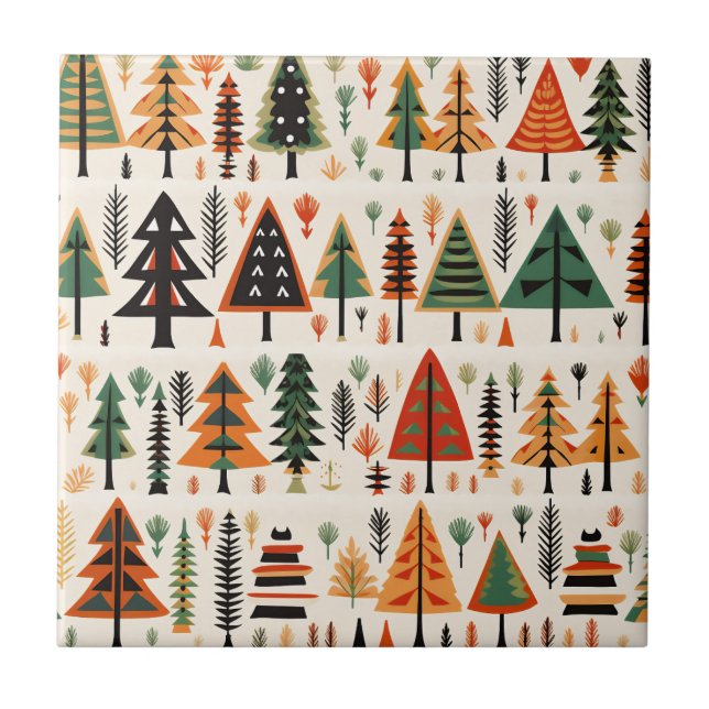 Scandinavian Folk Art Christmas Pattern Tile (Front)