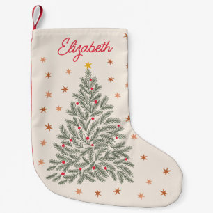 Scandinavian Folk-art Christmas Tree and Stars Small Christmas Stocking