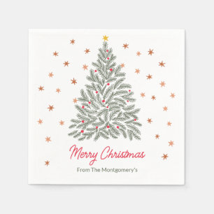 Scandinavian Folk-art Christmas Tree Family Name Napkin
