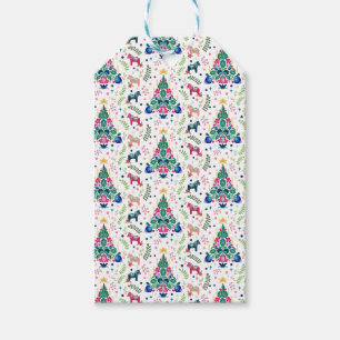Scandinavian Folk Art Christmas Tree Gift Bag Gift Tags