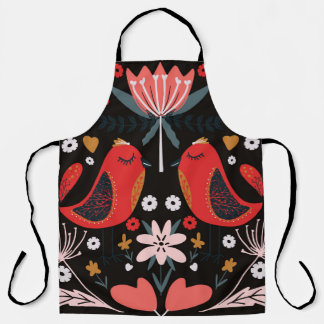 Scandinavian Folk Art: Colourful Birds. Apron