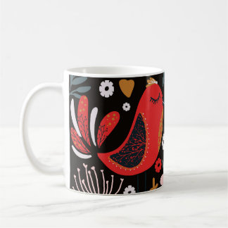 Scandinavian Folk Art: Colourful Birds. Coffee Mug