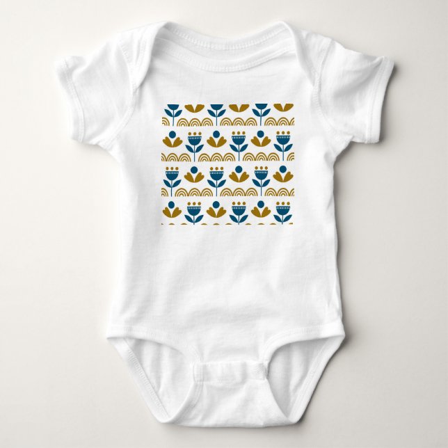 Scandinavian folk art, colourful pattern. baby bodysuit (Front)