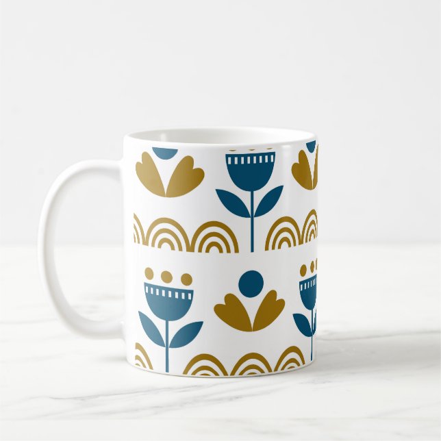 Scandinavian folk art, colourful pattern. coffee mug (Left)