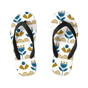 Scandinavian folk art, colourful pattern. kid's flip flops