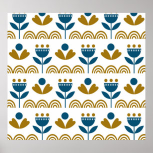 Scandinavian folk art, colourful pattern. poster