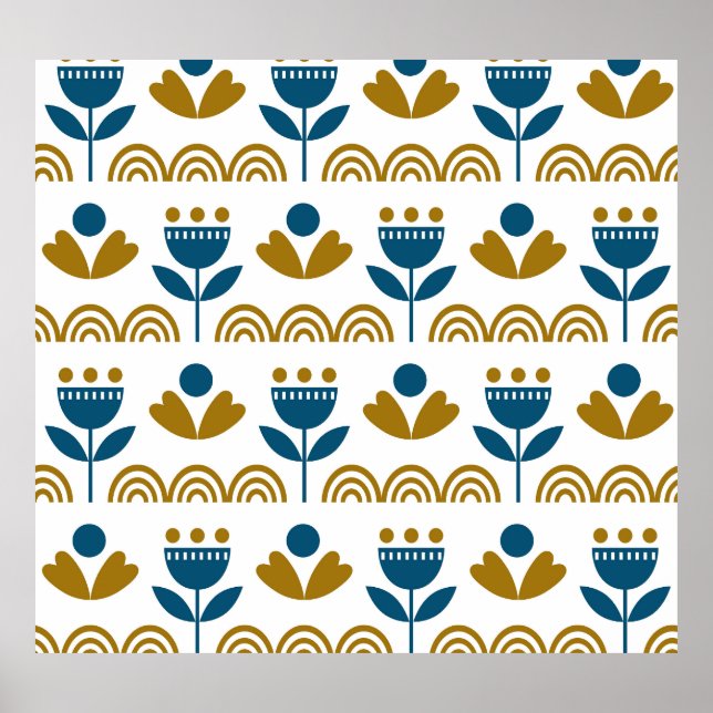 Scandinavian folk art, colourful pattern. poster (Front)