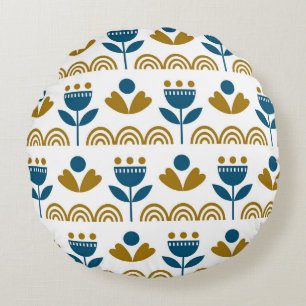 Scandinavian folk art, colourful pattern. round cushion