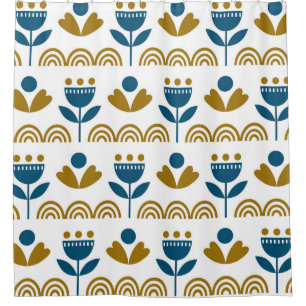 Scandinavian folk art, colourful pattern. shower curtain