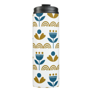 Scandinavian folk art, colourful pattern. thermal tumbler