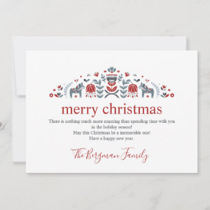 Scandinavian Folk Art Dala Horse Photo Christmas Holiday Card