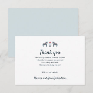 Scandinavian Folk Art Dala Horse Wedding thank you Card