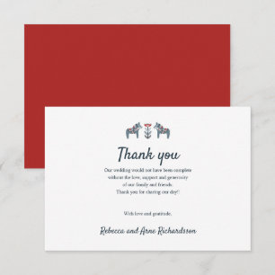 Scandinavian Folk Art Dala Horse Wedding thank you Card