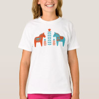 Scandinavian Folk Art Dala Horses and Flowers 