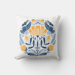 Scandinavian Folk Art Floral Ornament Cushion