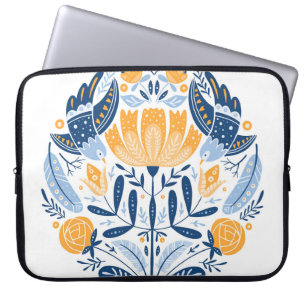 Scandinavian Folk Art Floral Ornament Laptop Sleeve