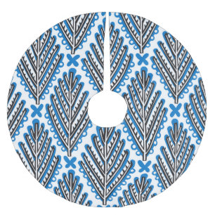 Scandinavian Folk Art: Floral Retro Design Brushed Polyester Tree Skirt