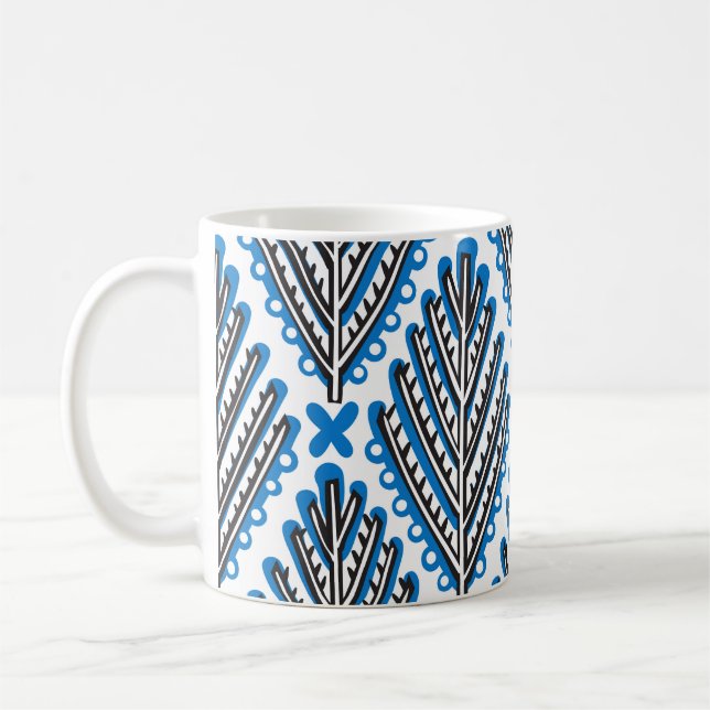 Scandinavian Folk Art: Floral Retro Design Coffee Mug (Left)