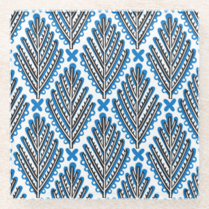Scandinavian Folk Art: Floral Retro Design Glass Coaster