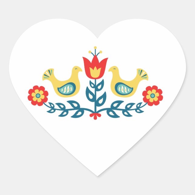 Scandinavian Folk Art Heart Sticker (Front)
