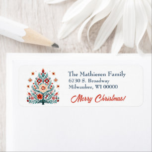 Scandinavian Folk Art Holiday Tree Return Address