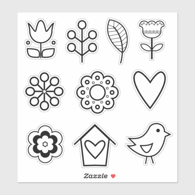 Scandinavian Folk Art Minimalist Illustration (Sheet)