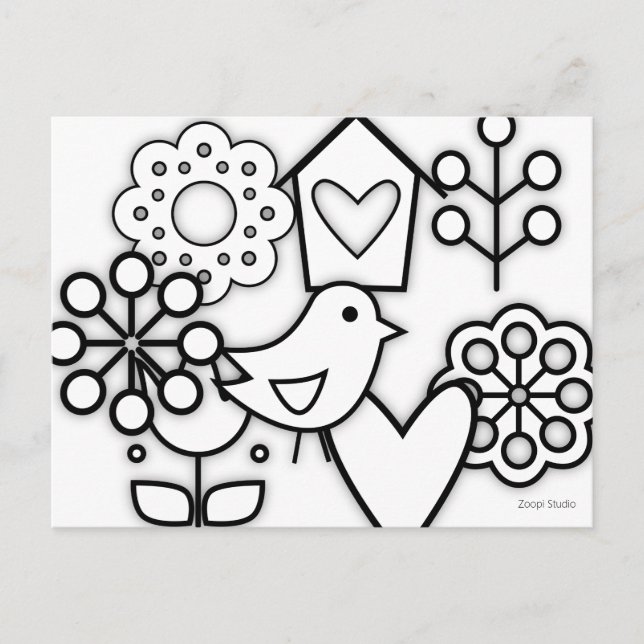 Scandinavian Folk Art Minimalist Illustration Postcard (Front)