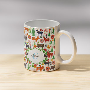 Scandinavian Folk Art Monogram Pattern Boho Modern Coffee Mug