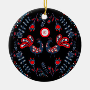 Scandinavian Folk Art Ornament Monogrammed