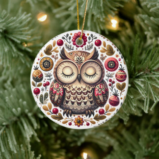 Scandinavian Folk Art Owl Ornament