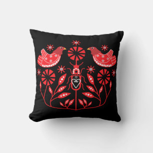 Scandinavian Folk Art Prints   Nordic Decor Fleece Cushion